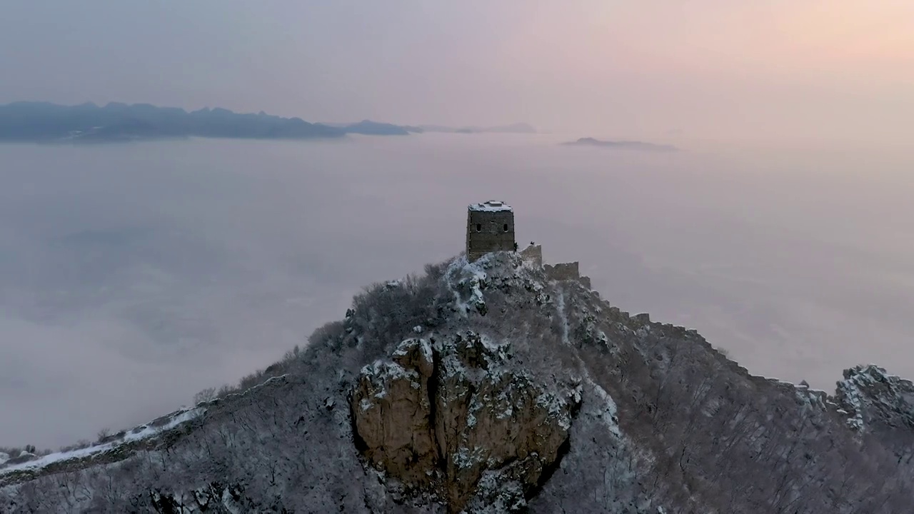 雪后北京密云司马台长城视频素材