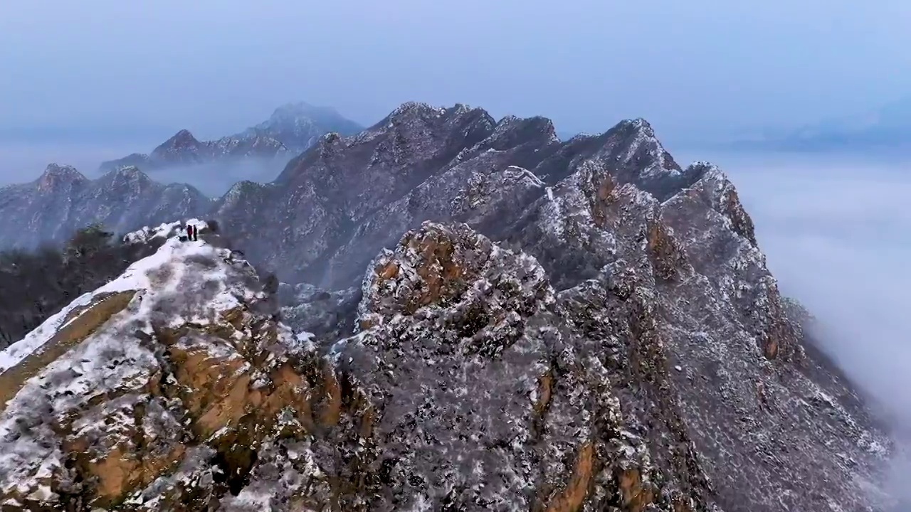 雪后北京密云司马台长城视频素材