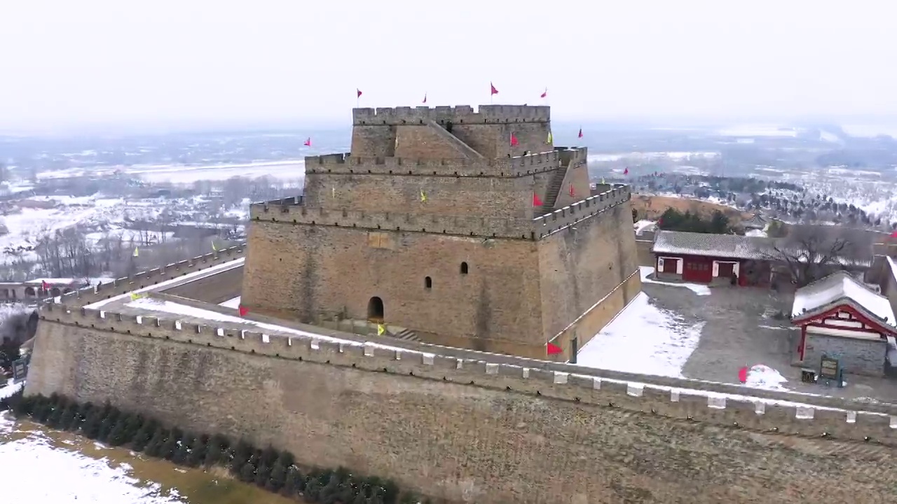 陕西榆林镇北台长城雪景视频素材