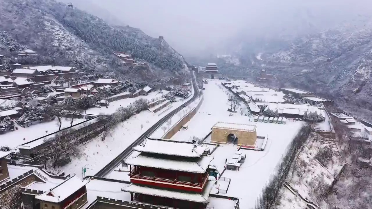 北京昌平居庸关长城雪景视频素材