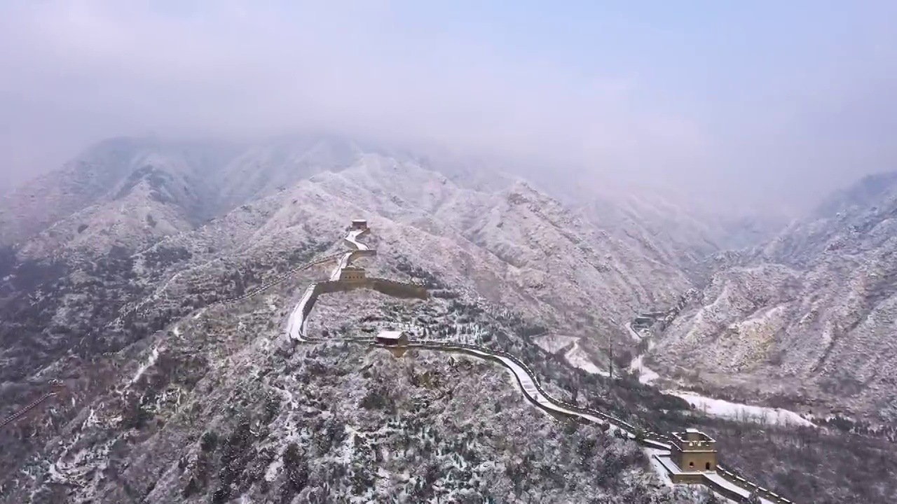 北京昌平居庸关长城雪景视频素材