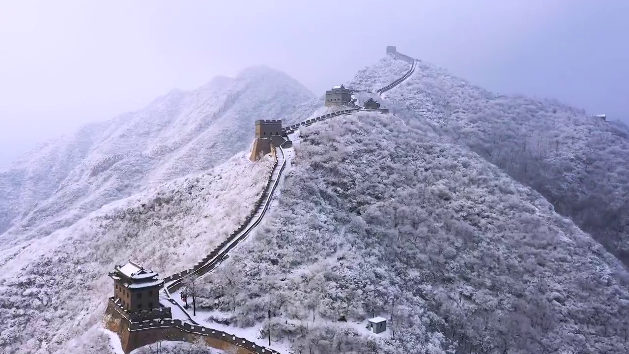 北京昌平居庸关长城雪景视频素材