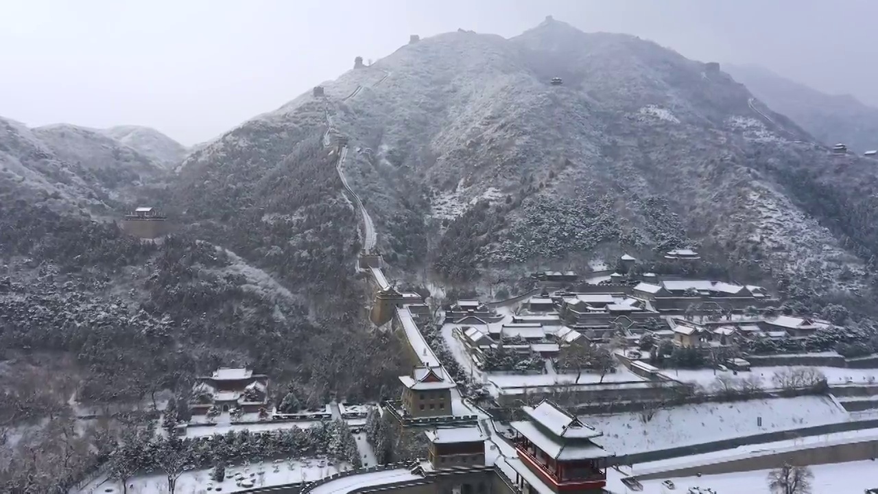 北京昌平居庸关长城雪景视频素材