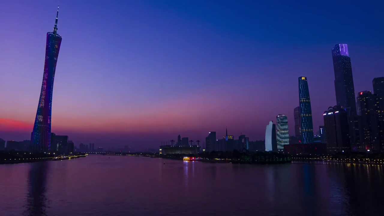 中国广州珠江夕阳晚霞延时摄影视频素材