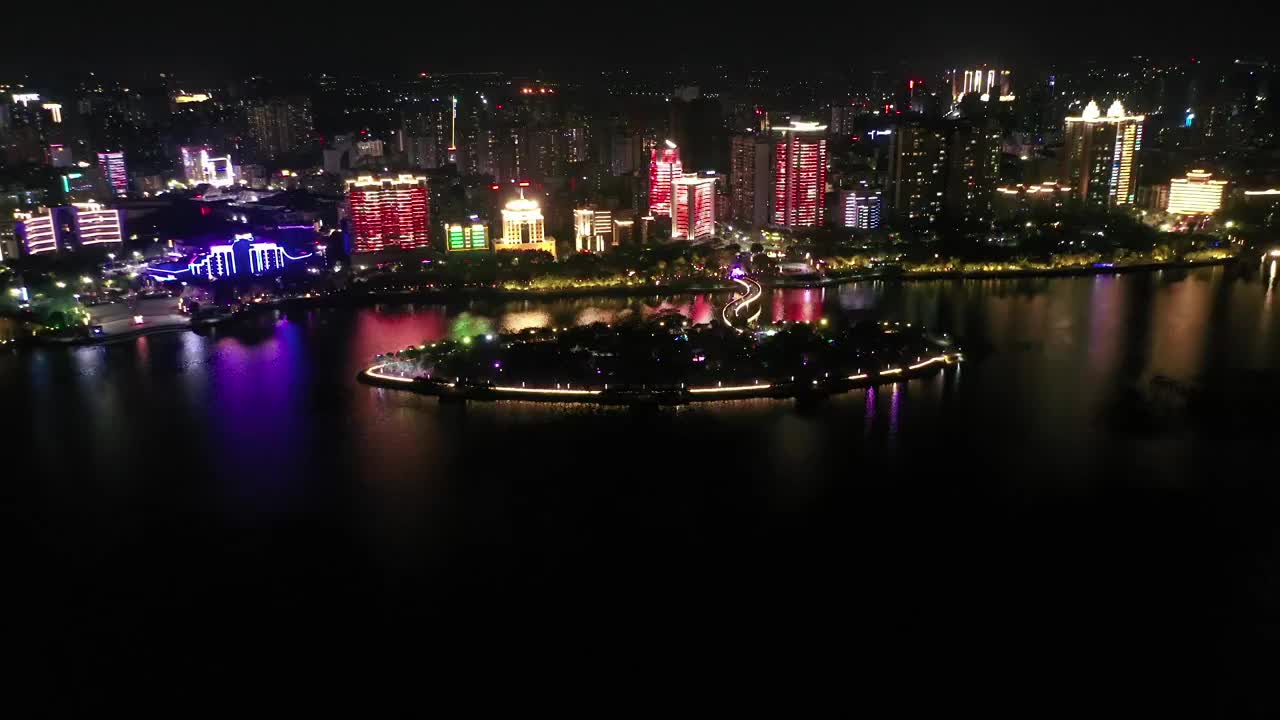 广东清远北江夜景航拍视频素材