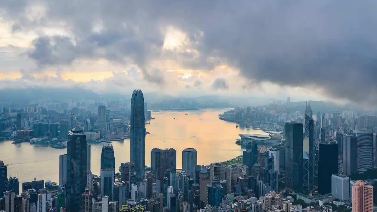 香港地标建筑维多利亚港城市摩天大楼视频素材