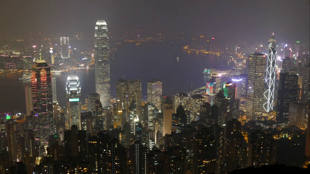 香港地标建筑维多利亚港城市摩天大楼视频素材