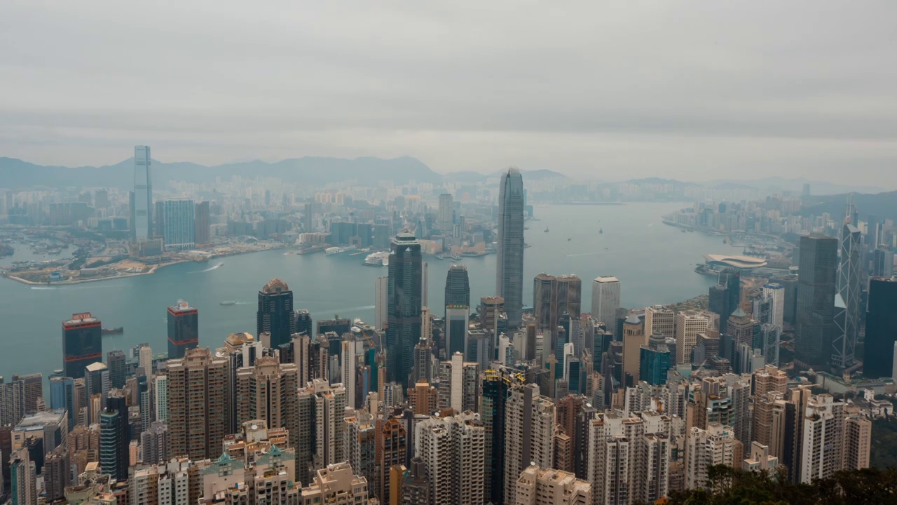 香港地标建筑维多利亚港城市摩天大楼视频素材