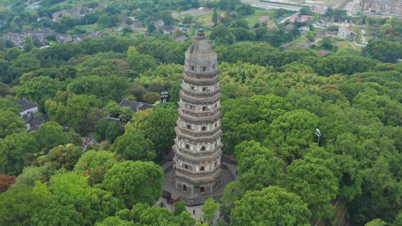 苏州虎丘景区航拍视频素材