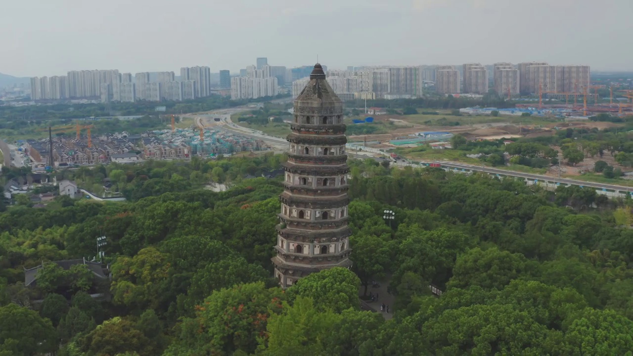 苏州虎丘景区航拍视频素材