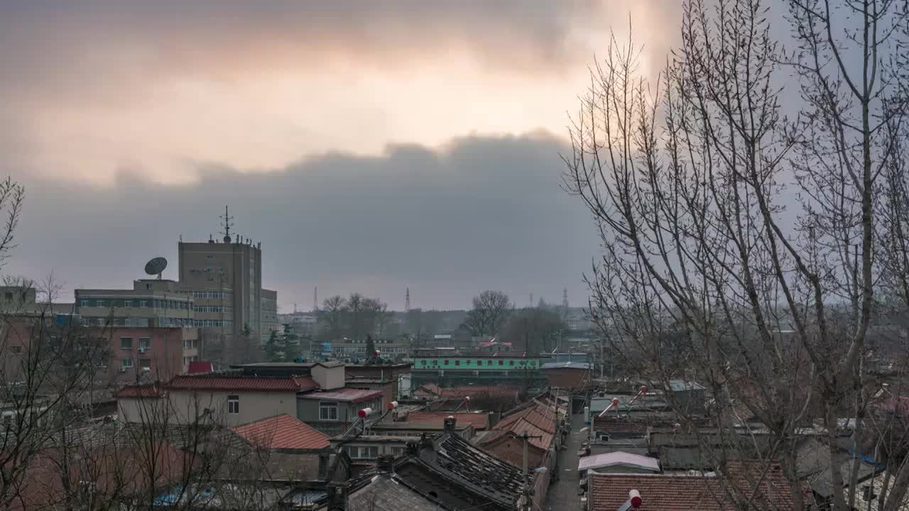 北京二七厂阴云天日转夜 8K60P延时视频视频素材