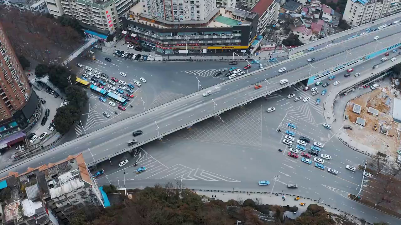 城市道路交通航拍视频素材