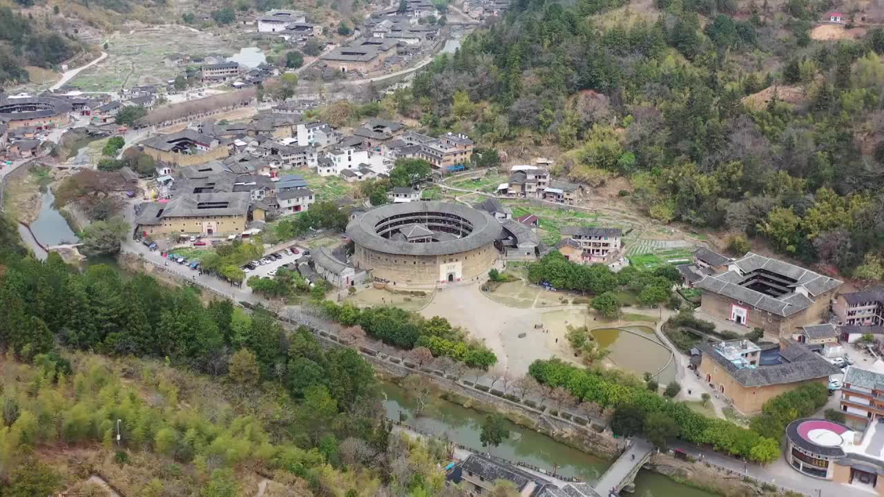 福建土楼漳州南靖河坑土楼群视频素材