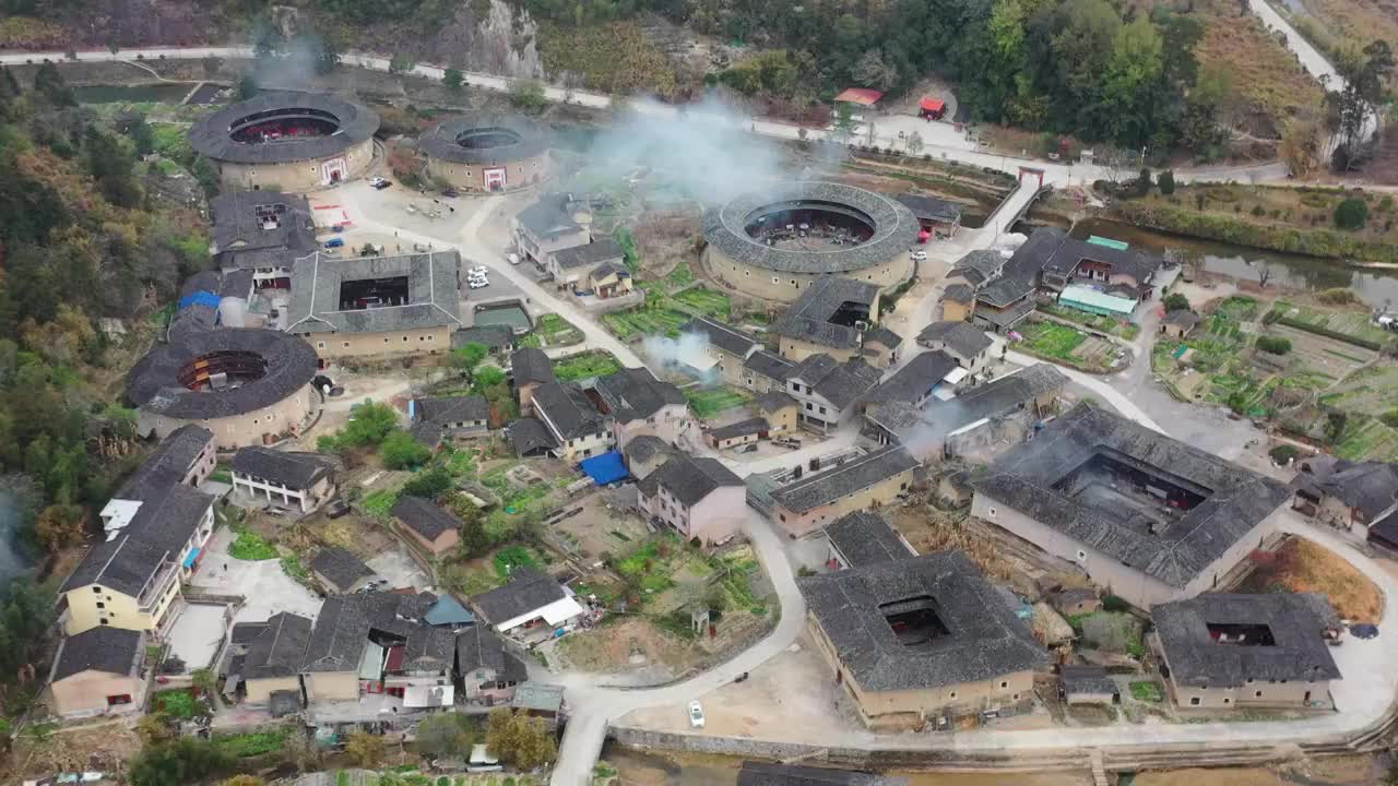 福建土楼漳州南靖县河坑土楼群视频素材