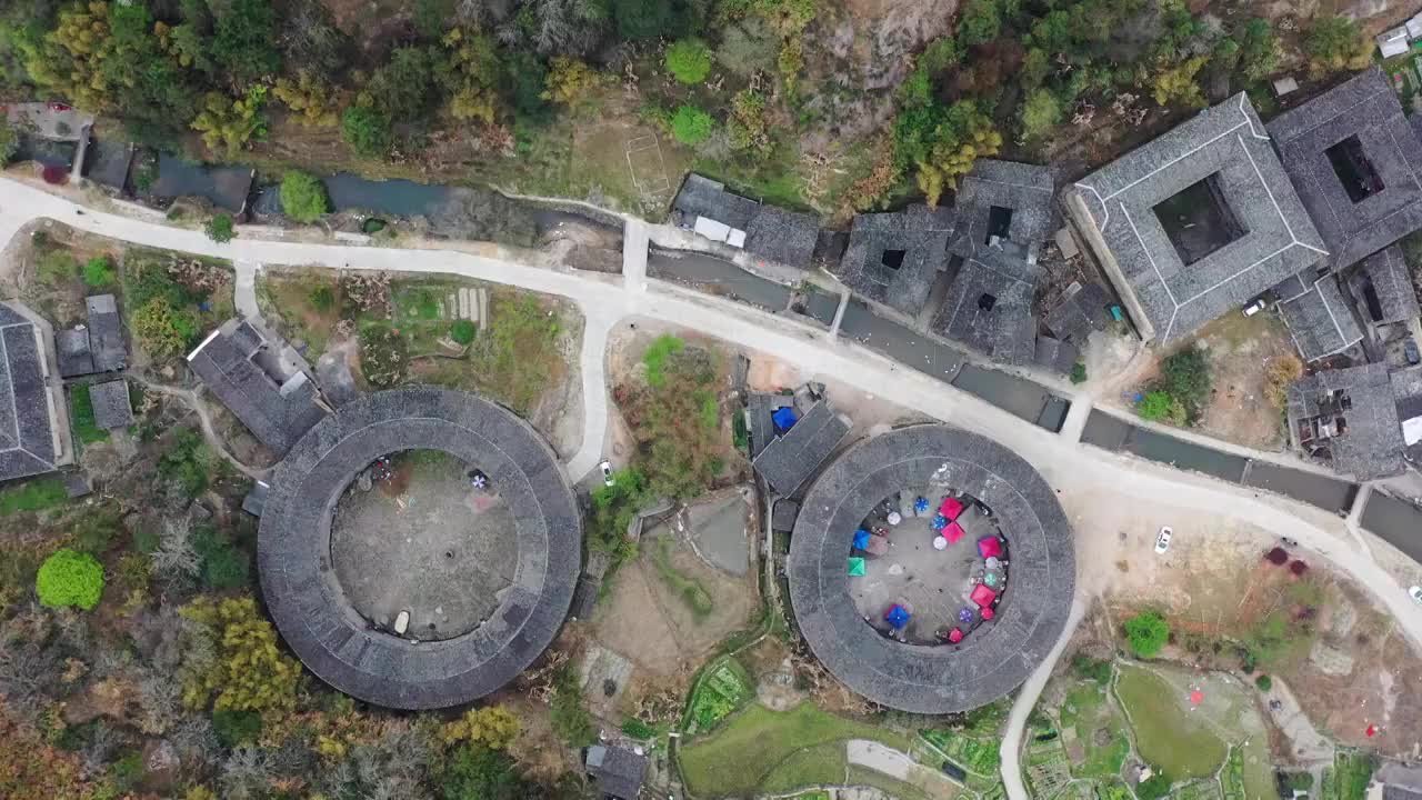 福建土楼漳州南靖县河坑土楼群视频素材