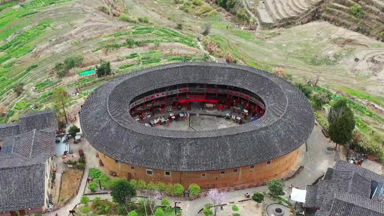 福建土楼漳州南靖县田螺坑土楼群视频素材