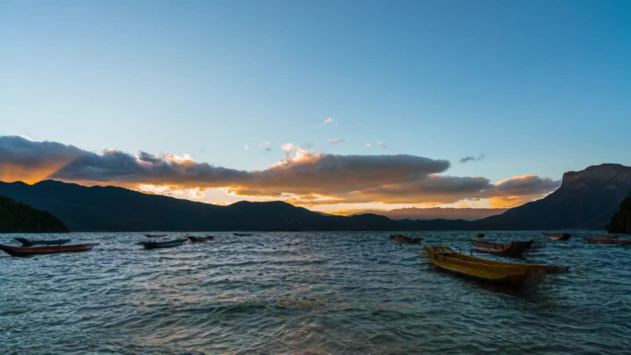 泸沽湖女神湾日落视频素材