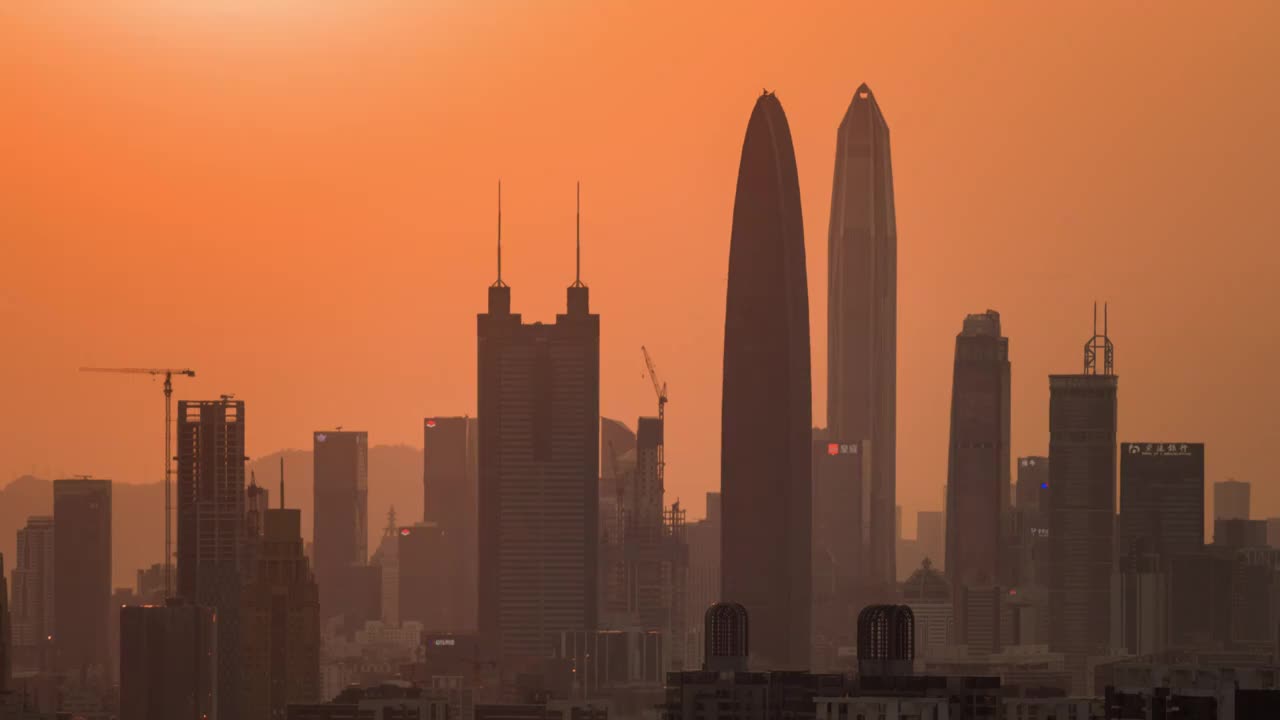 深圳日落与夜景城市景观视频素材