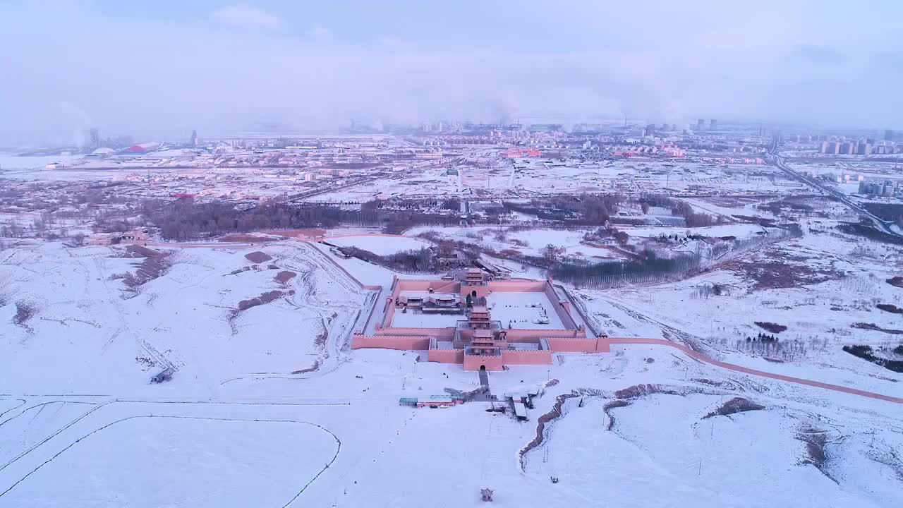 甘肃嘉峪关长城雪景视频素材