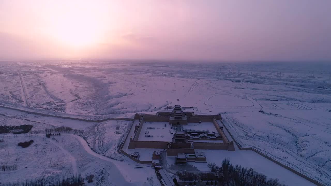 甘肃嘉峪关长城雪景视频素材