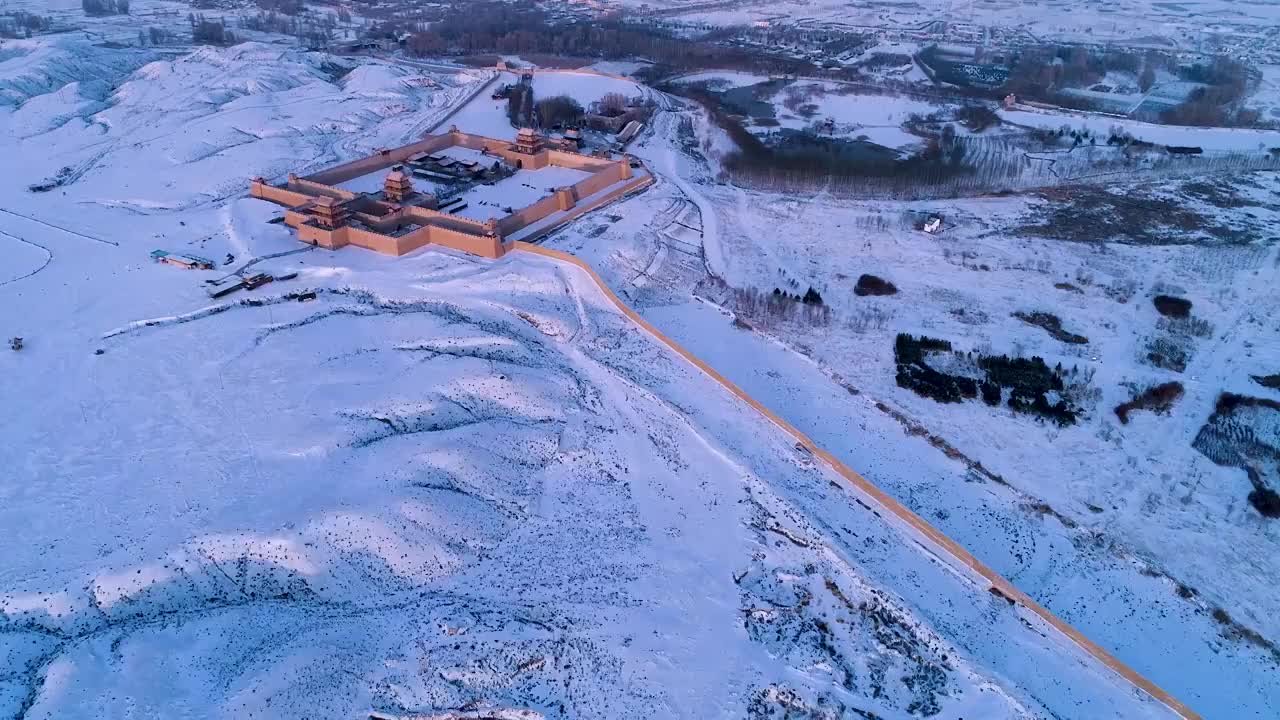 甘肃嘉峪关长城雪景视频素材