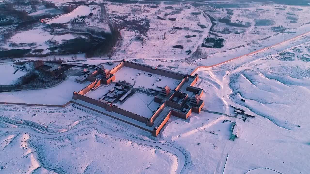 甘肃嘉峪关长城雪景视频素材