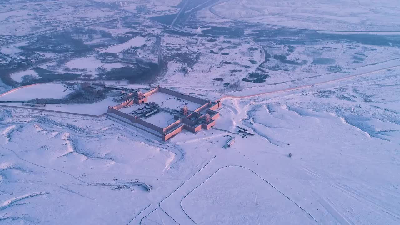 甘肃嘉峪关长城雪景视频素材