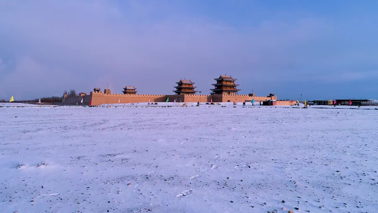 甘肃嘉峪关长城雪景视频素材