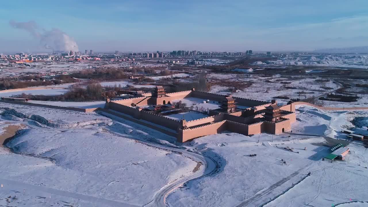 甘肃嘉峪关长城雪景视频素材