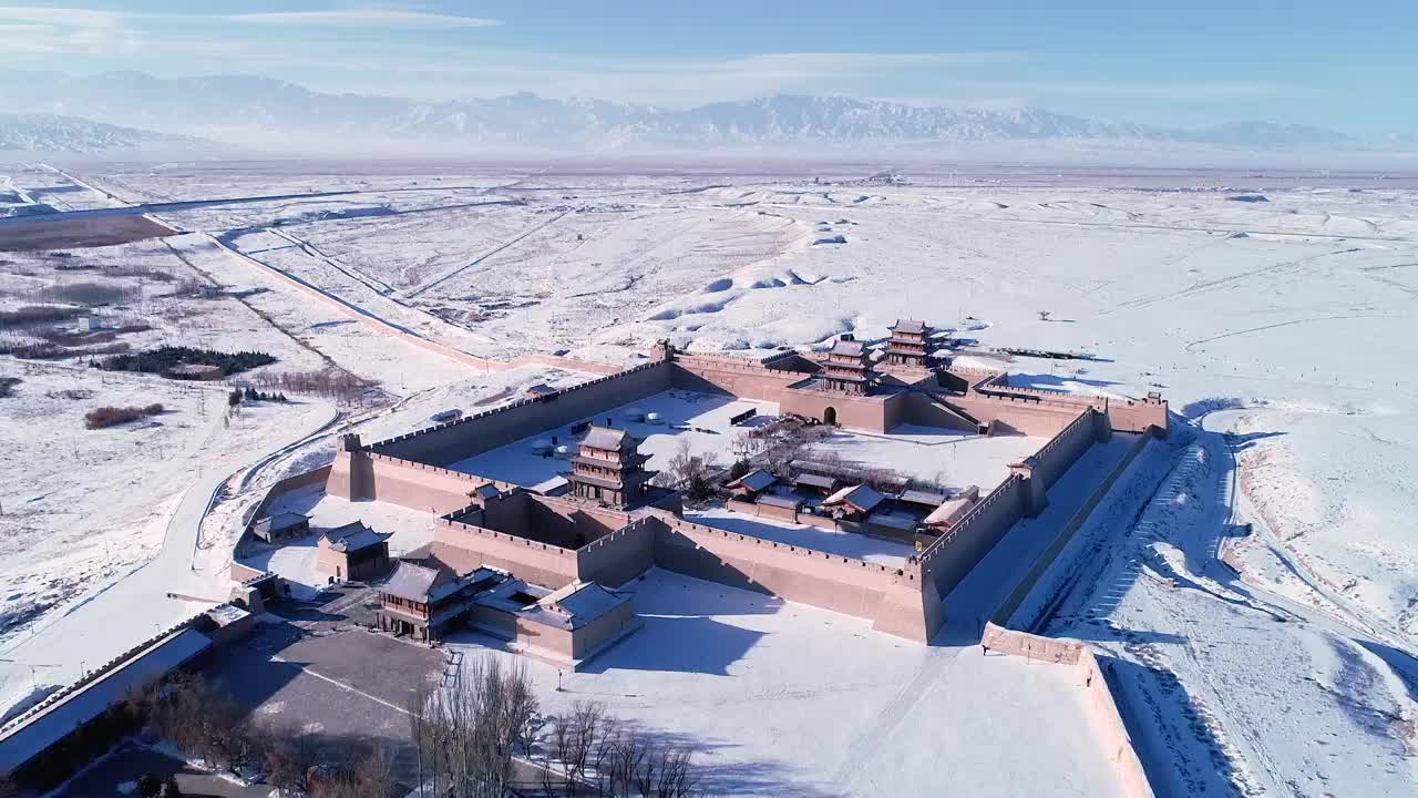 甘肃嘉峪关长城雪景视频素材