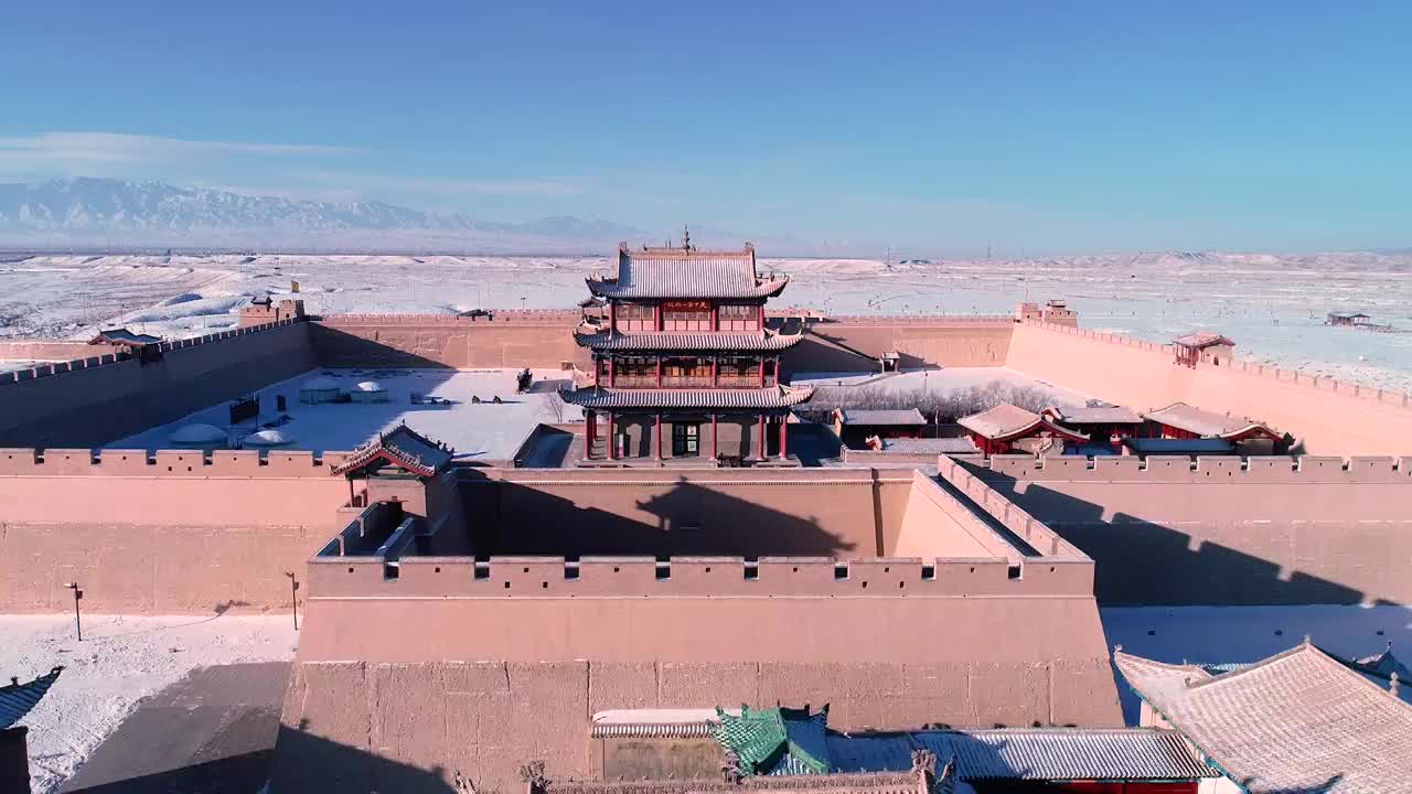 甘肃嘉峪关长城雪景视频素材