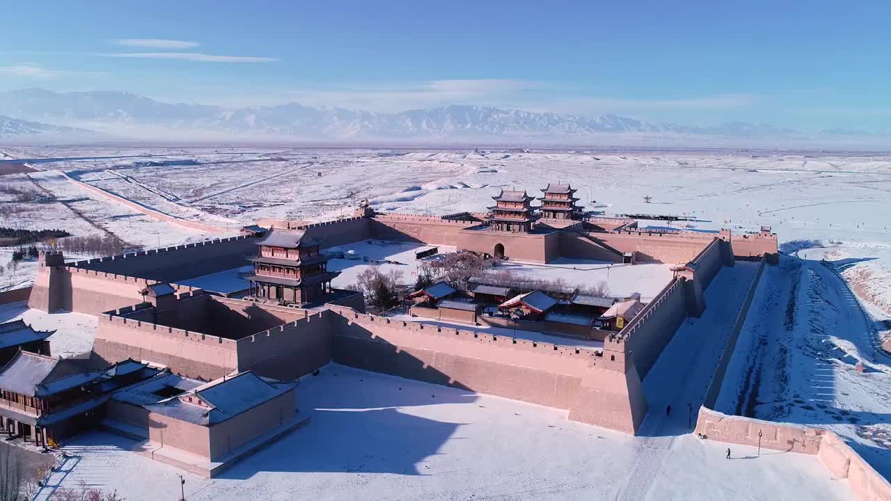 甘肃嘉峪关长城雪景视频素材