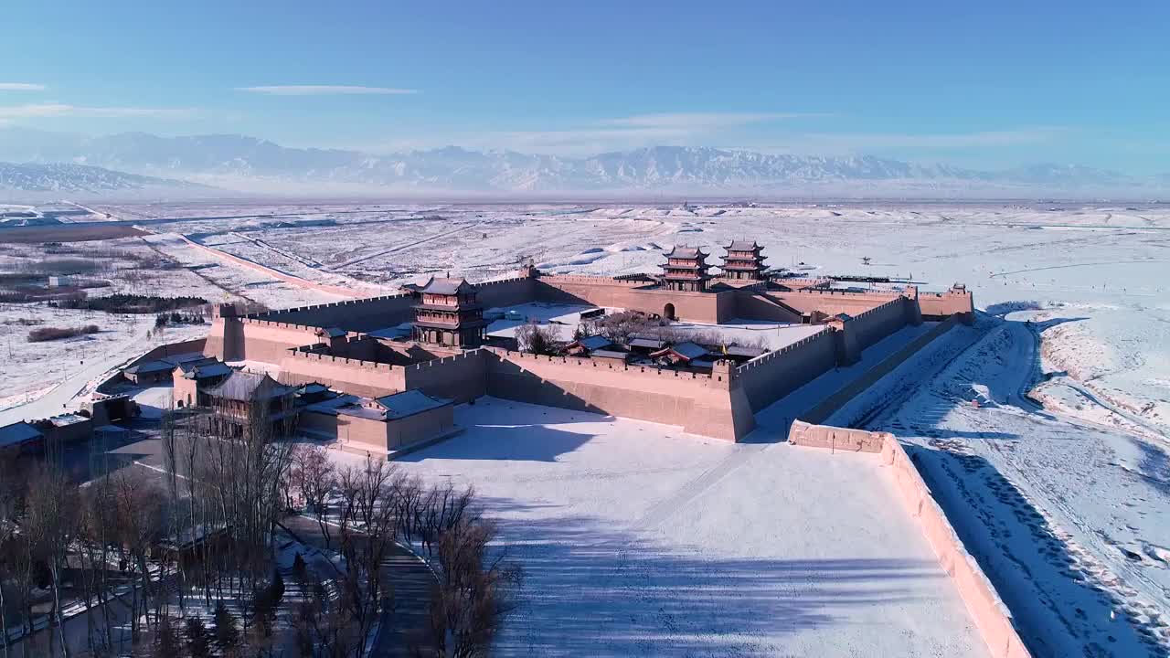 甘肃嘉峪关长城雪景视频素材