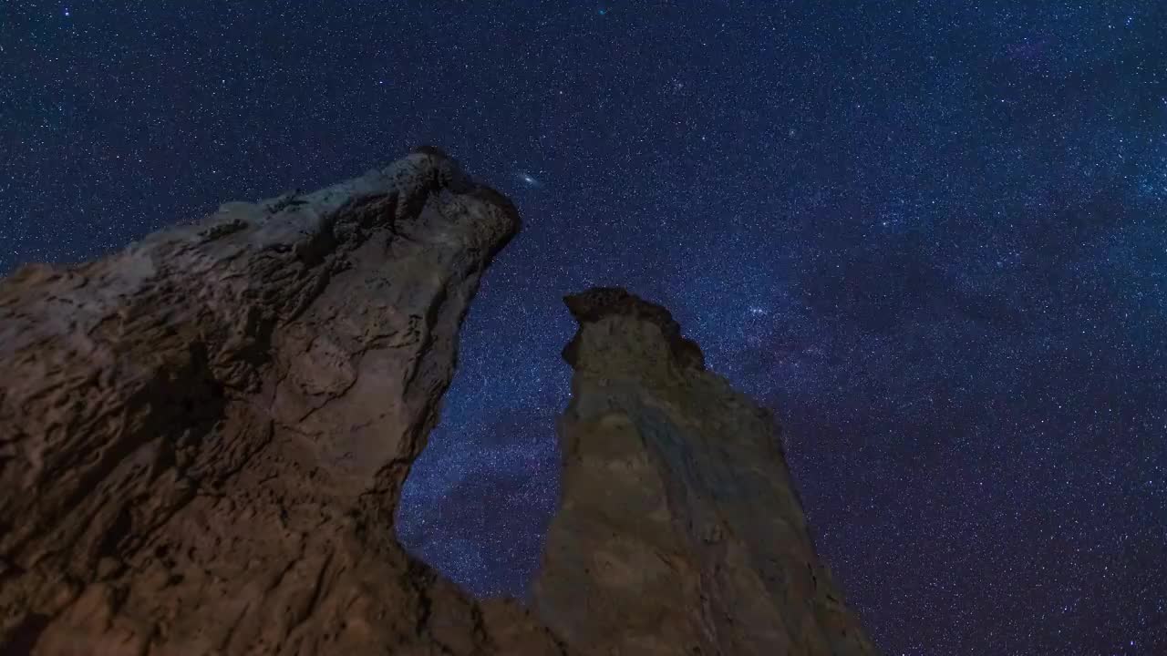 霞义沟土林星空视频素材