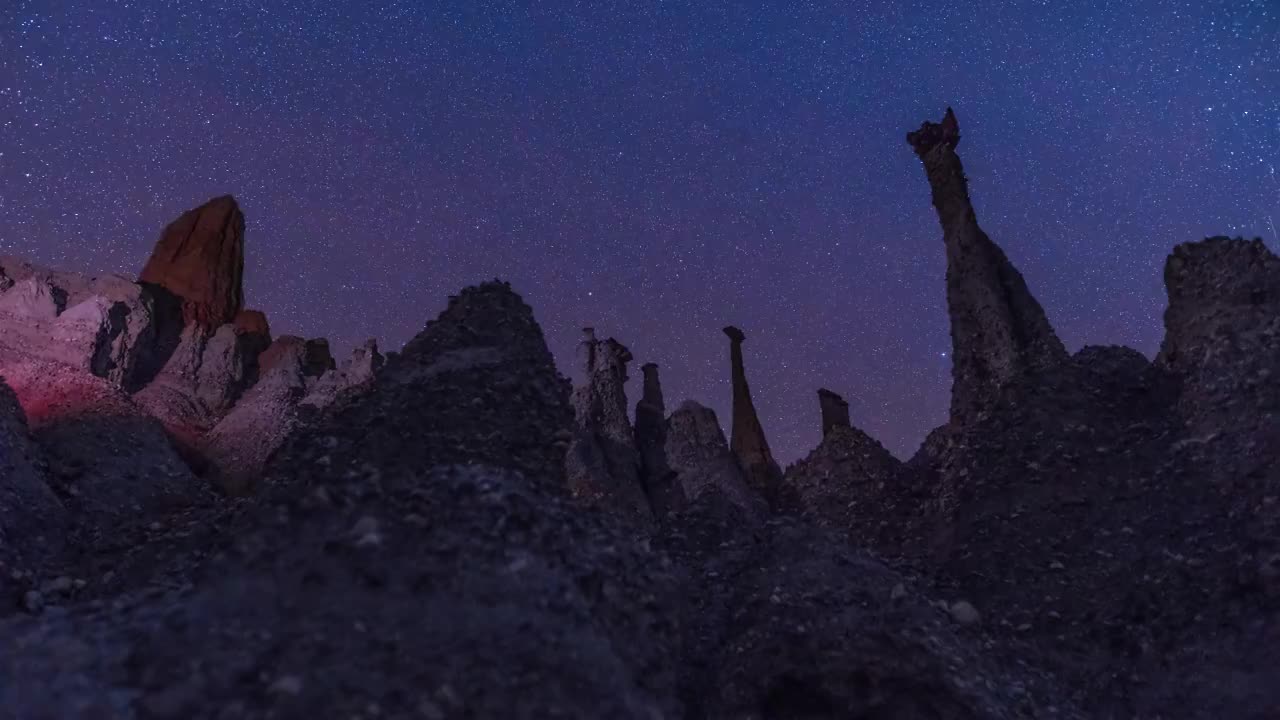 霞义沟土林星空视频素材