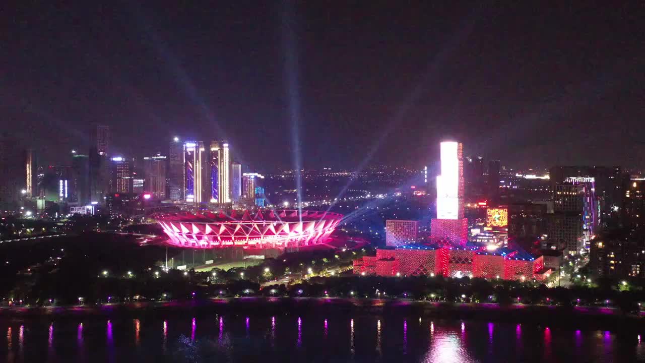 佛山市佛山新城夜景航拍视频素材