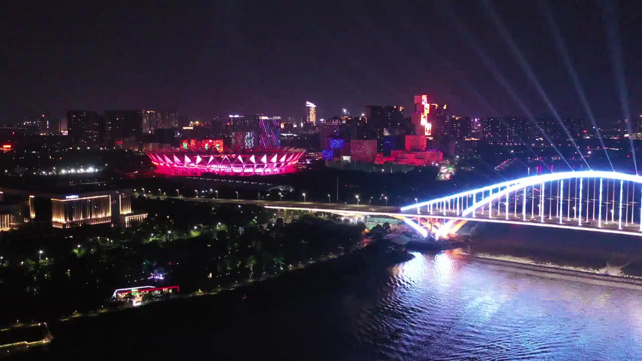 佛山市佛山新城夜景航拍视频素材