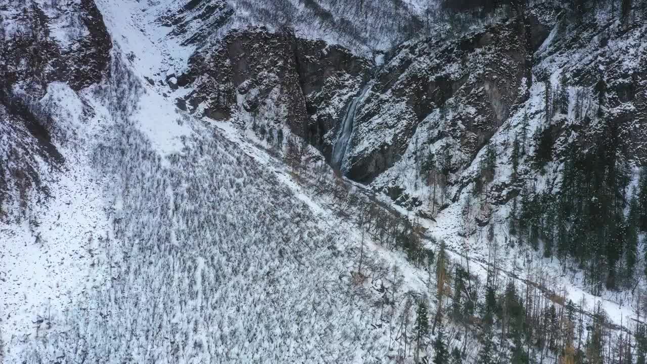 四川阿坝邛崃山脉霸王山谷冰瀑布风光视频素材