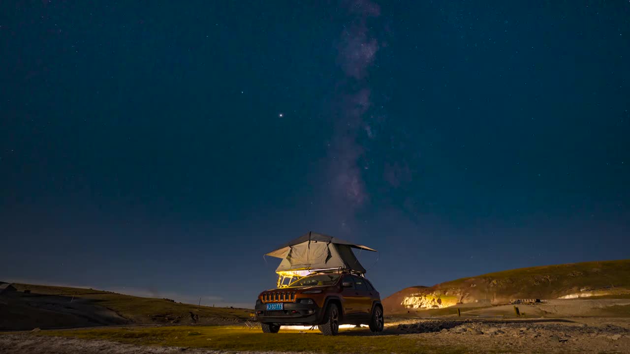 延时摄影西藏风光达格架温泉银河星空视频素材