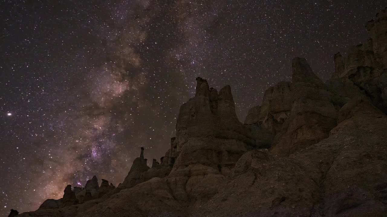 延时摄影西藏风光阿里扎达土林霞义沟银河浩瀚星辰视频素材