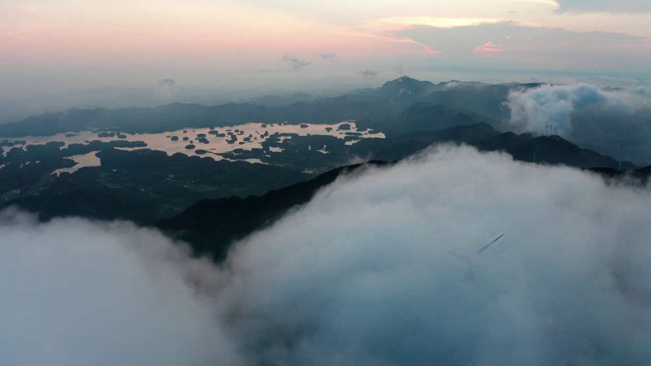 台山大隆洞水库云海视频素材