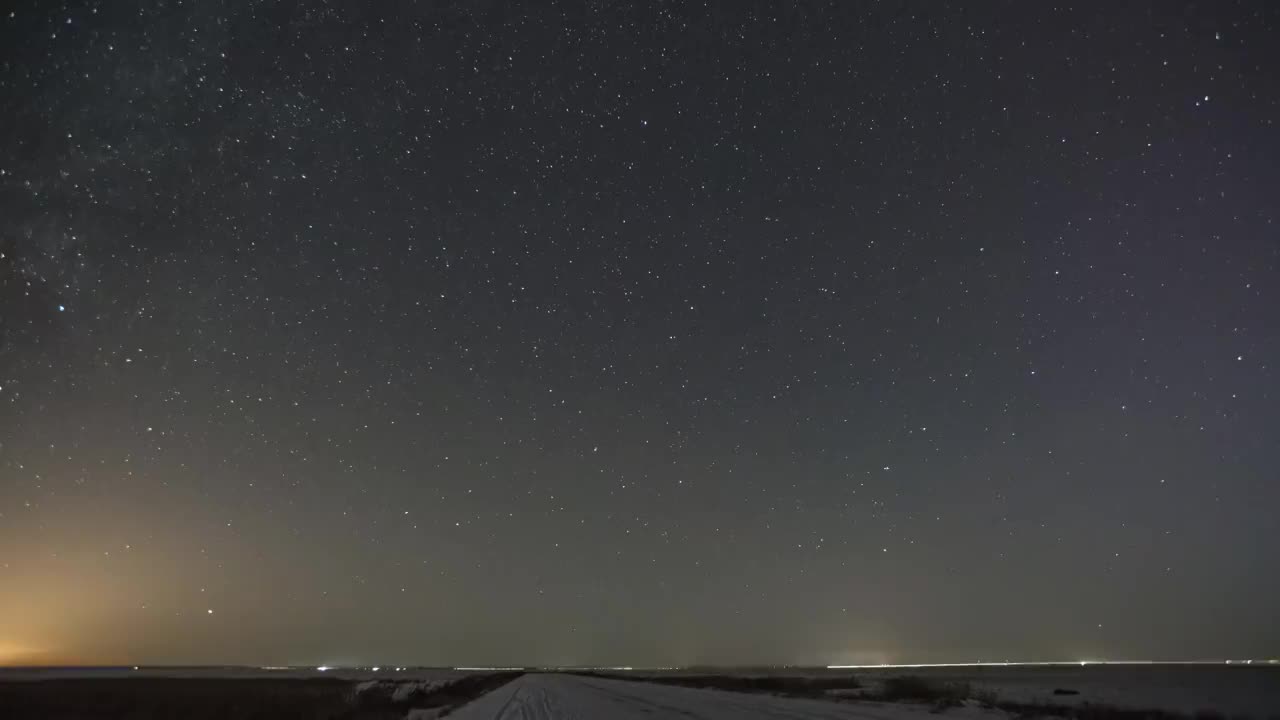 4K，东北，星空，星轨，银河，草原，平原，夜空，北极星视频素材