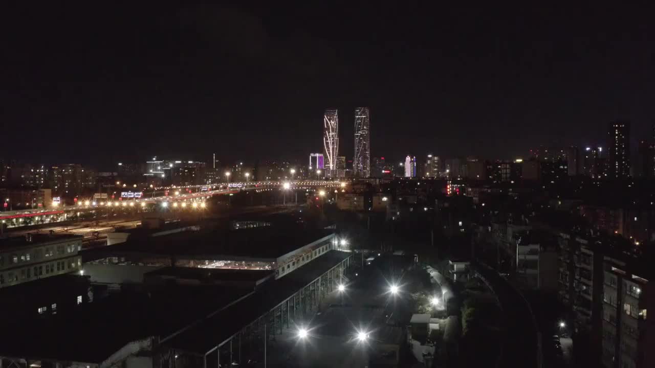 云南昆明城市夜景航拍风光视频素材