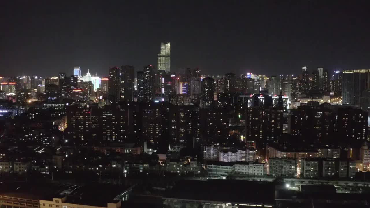 云南昆明城市夜景航拍风光视频素材