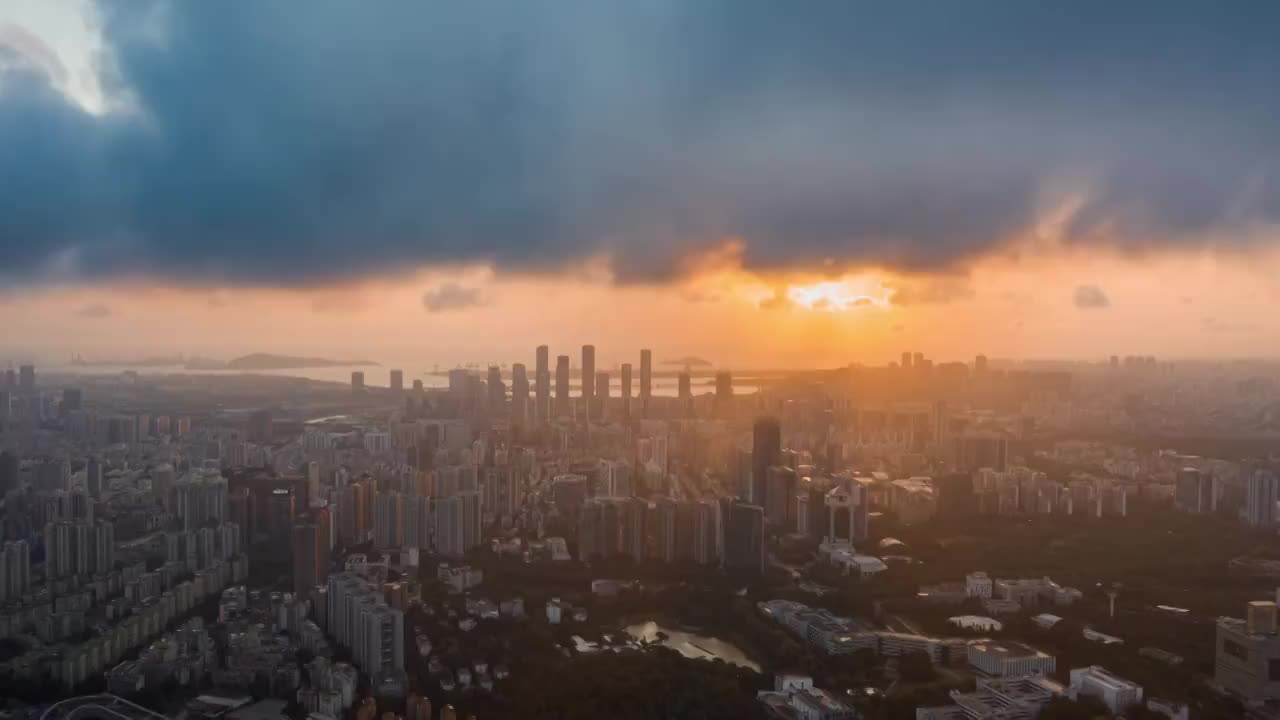 深圳前海日落延时视频素材