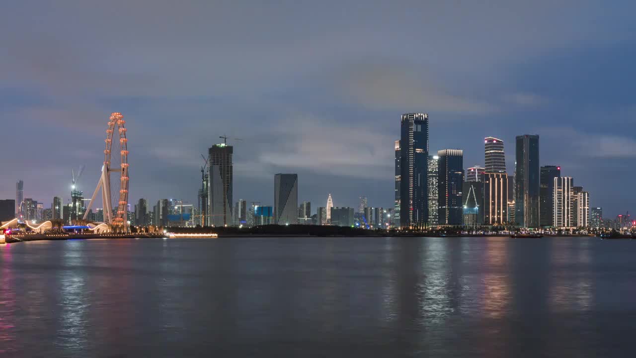 深圳前海海岸线夜景风光延时视频素材