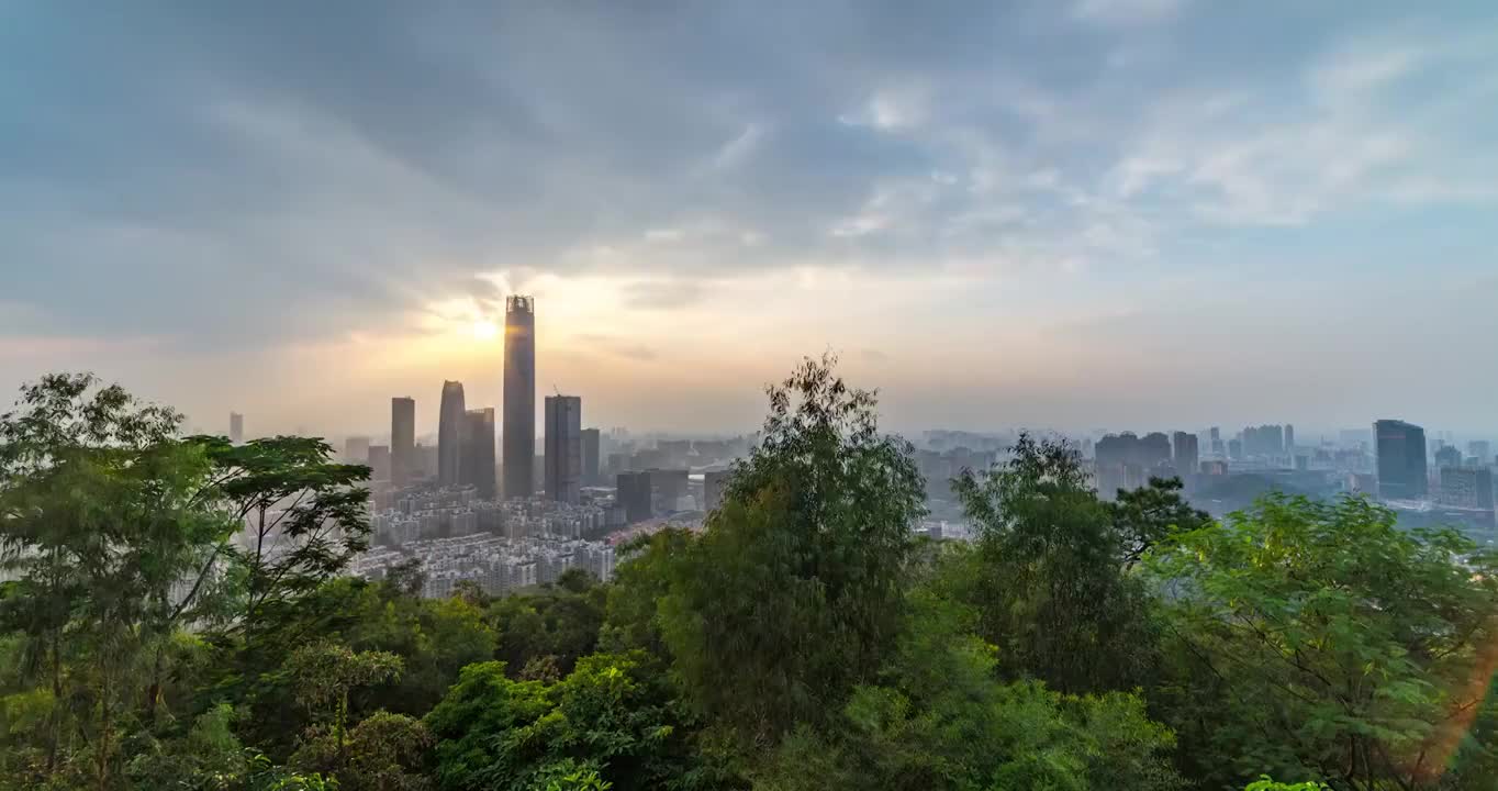 东莞日转夜延时，晚霞视频素材