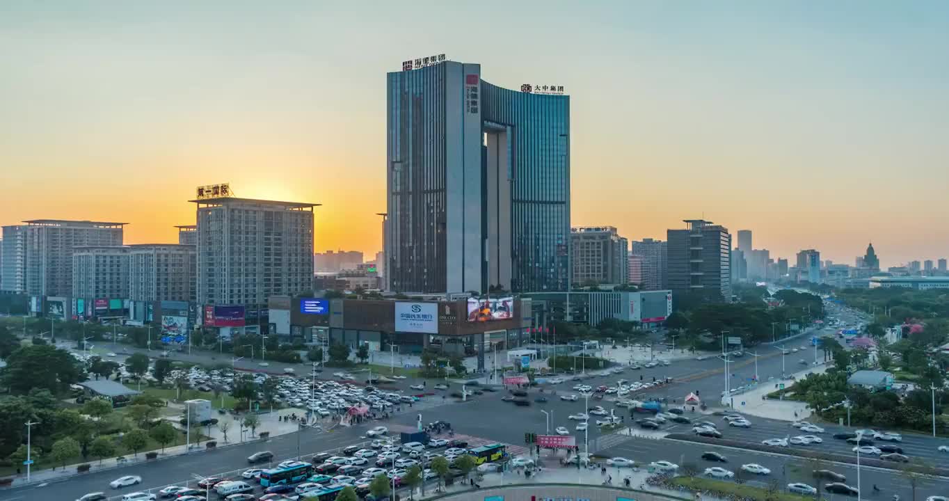 东莞日转夜延时，车轨，晚霞视频下载