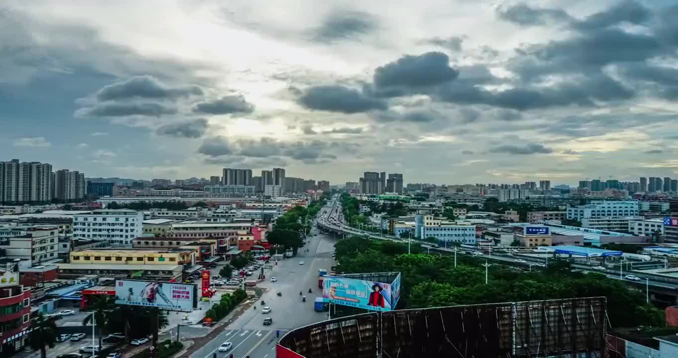 东莞日转夜延时，车轨，晚霞视频下载