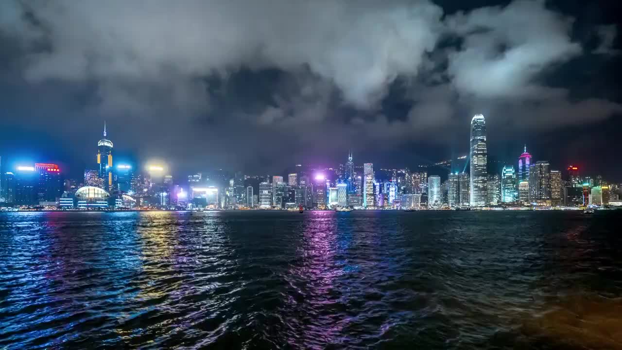 香港维多利亚港激光秀夜景视频素材